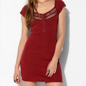 Urban Outfitters Red Ecoté Marled Crochet Dress